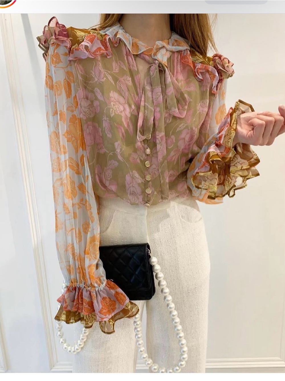 Authentic Zimmermann floral ruffle blouse